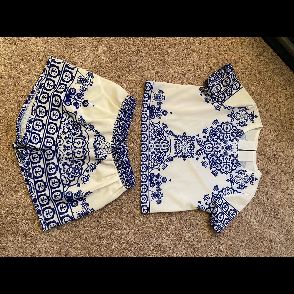 Blue/ white 2 piece set shorts and shirt
